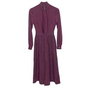 Vintage 70s Pedestal Originals Dress Womens XS Mauve Neck Bow Ultra Suede Skirt